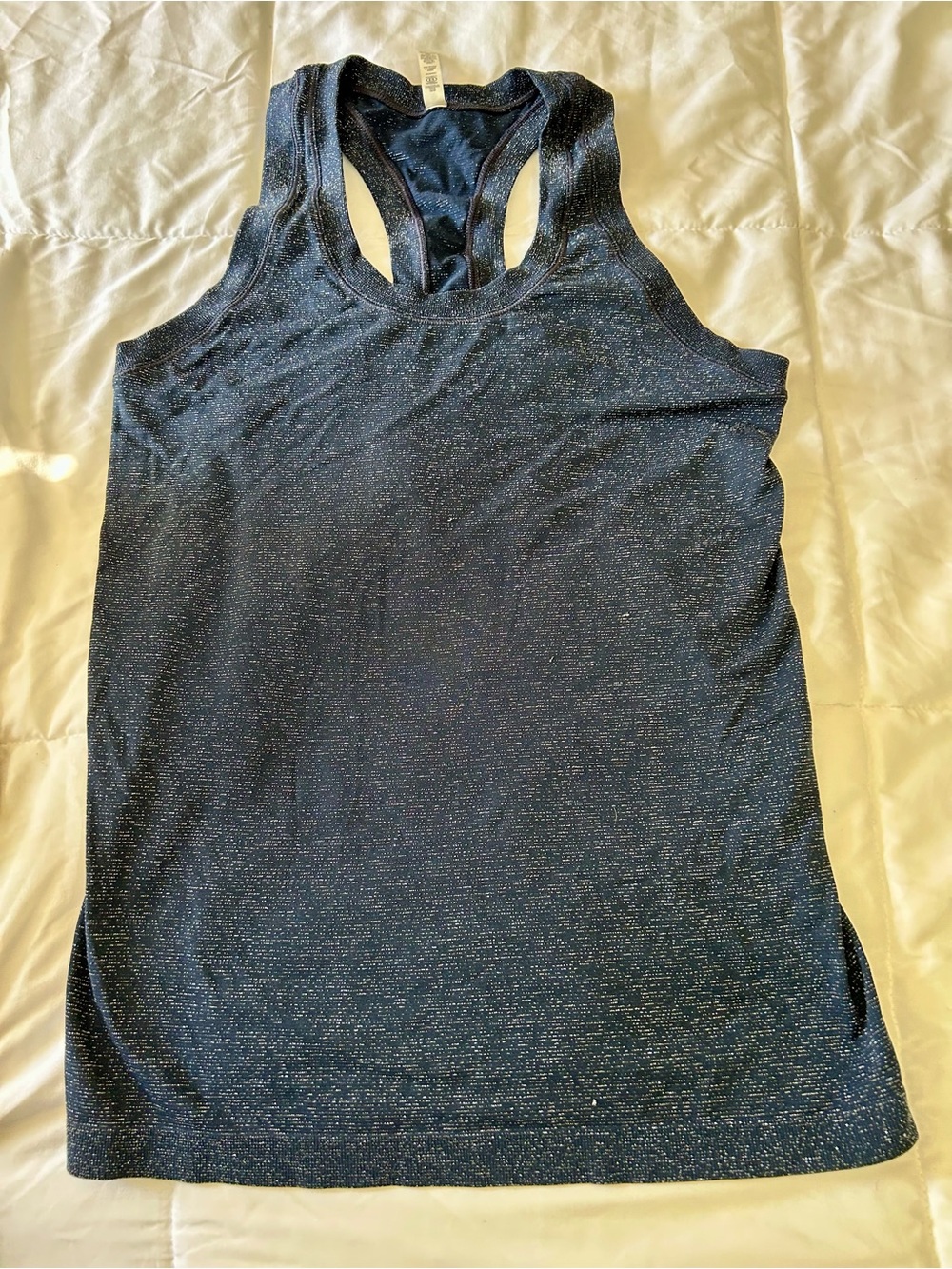 Athleta Navy Sparkle Speedlight  Racerback Tank Top. Size Small